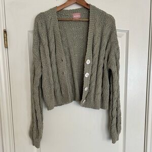 Show Me Your Mumu Cotton Conrad Cardi Sage Green Crop Sweater Cardigan sz S